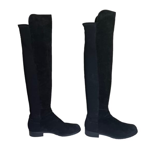 Stuart Weitzman 5050 Over The Knee Boots Black Suede Size 7.5 - Picture 1 of 11